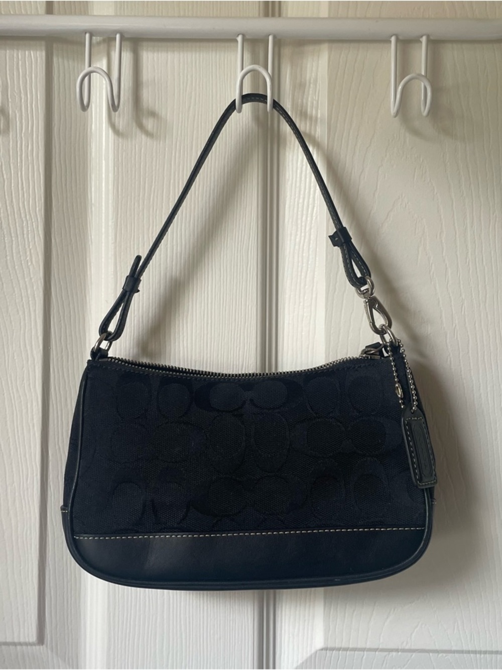 Coach 6094 Signature Canvas Black Leather Shoulder Demi Mini Handbag